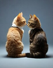two cats facing each other isolated