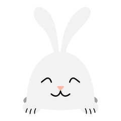 Cute Easter bunny, rabbit, hare looking out of the hole illustration. Hand drawn cartoon character, isolated vector. Flat style design. Holiday clip art, seasonal card, banner, poster, element