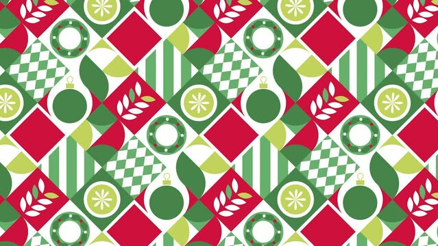 Festive Foliage and Ornaments : Vibrant Christmas Harlequin Pattern