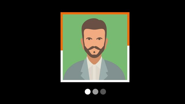 Loading bar of people profile creative idea animation in black background. Search person to play with, dating online and searching friend in digital world concepts. Can be used in Games app... 