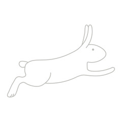 Cute Easter bunny, rabbit, hare jumping cartoon character illustration. Hand drawn style line art design, isolated vector. Holiday clip art, seasonal card, banner poster, element