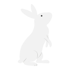 Cute Easter bunny, rabbit, hare cartoon character illustration. Hand drawn style flat design, isolated vector. Holiday clip art, seasonal card, banner poster, element