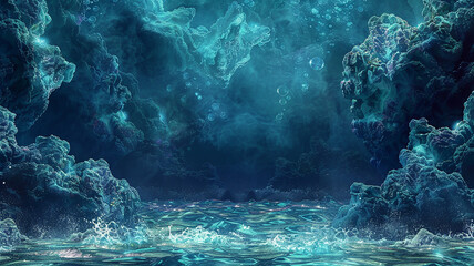 Sapphire seas merging with emerald shores, a mosaic of aquatic dreams. on transparent background.  