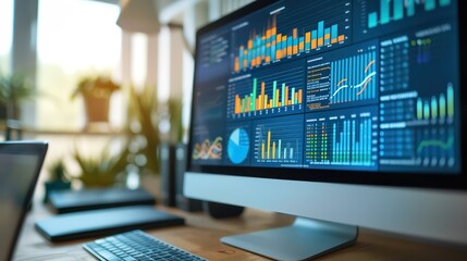 Data Analysis Dashboard on Computer Screen