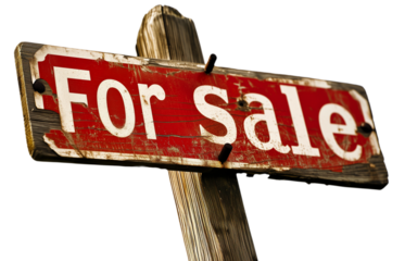 Vintage "For Sale" Sign - Isolated Transparent PNG