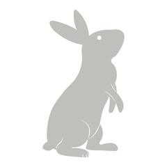 Cute Easter bunny, rabbit, hare cartoon character illustration. Hand drawn silhouette style flat design, isolated vector. Holiday clip art, seasonal card, banner poster, element