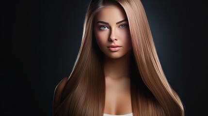 Healthy Hair. Hairstyling. Hairdressing. Hair Straightening Irons.Beautiful Woman with  Long Straight Hair