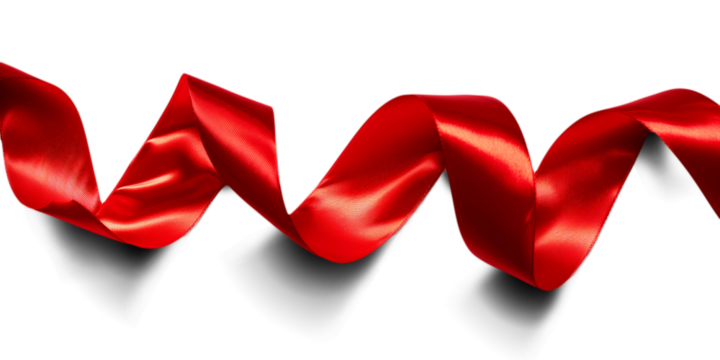 Red Ribbon with Drop Shadow - Isolated Transparent PNG