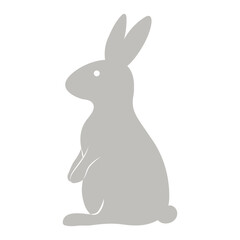 Cute Easter bunny, rabbit, hare cartoon character illustration. Hand drawn silhouette style flat design, isolated vector. Holiday clip art, seasonal card, banner poster, element