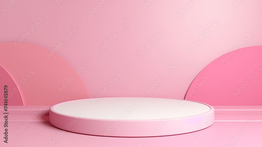 Aufkleber minimal background, mock up with podium for product display,abstract white geometry shape background