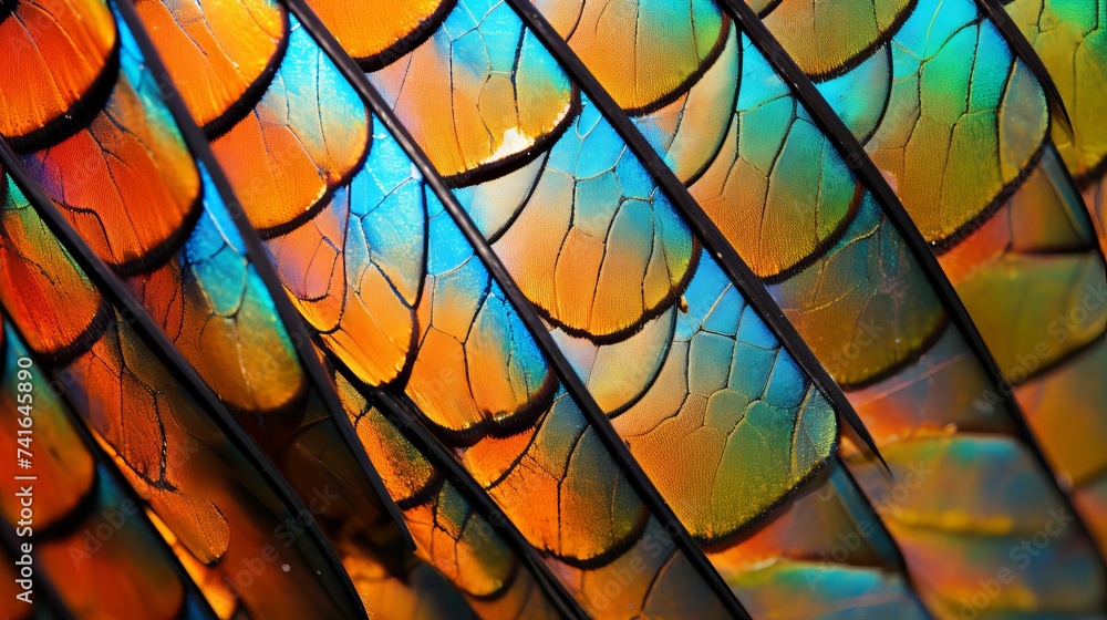 Poster macro shot of the wing of a swallowtail butterfly’s wing, revealing the microscopic scales that crea