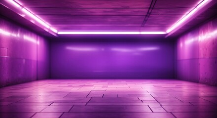 Empty underground background with purple lighting