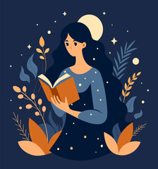 Girl reading a book Illustrations