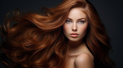 Obraz premium Photo of beautiful woman with magnificent hair. Fashion photo