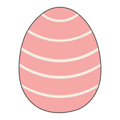 Painted Easter egg hand drawn illustration. Line art style design, isolated vector. Easter holiday clip art, seasonal card, banner, poster, element