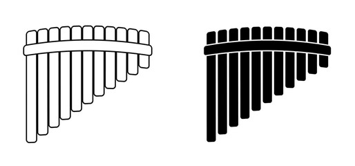 Wooden pan flute music instrument. Panflute symbol or icon. Music folk instrument. panpipe or flute pipe. South American national musical instrument. bamboo, multi barrel flute. Pan Pipes sign. © MarkRademaker