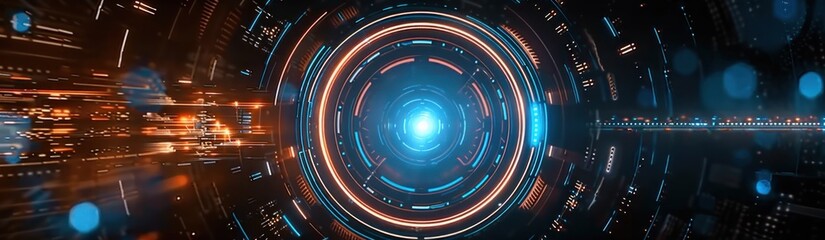 Obraz premium Futuristic vision unfolds in hues of blue technology and artistry creates mesmerizing abstract backdrop essence of science and future merge