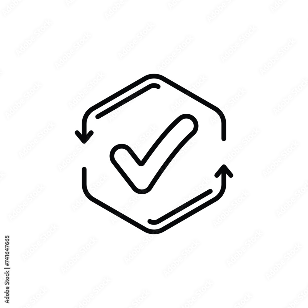 Poster simple thin line checkmark icon like cash flow. concept of accessible validation and quality control