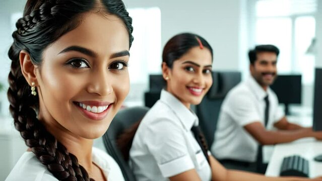 Diverse office team slideshow. Professionals collaborate in a well-lit workspace, modern office during business hours to address project challenges and finding solutions for goal advancement.