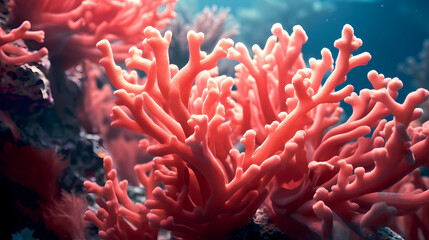 Fototapeta na wymiar Colorful tropical coral reef with various marine species