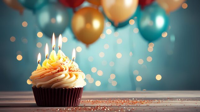 Celebration cupcakes with fireworks, perfect for birthday or party theme designs and promotions