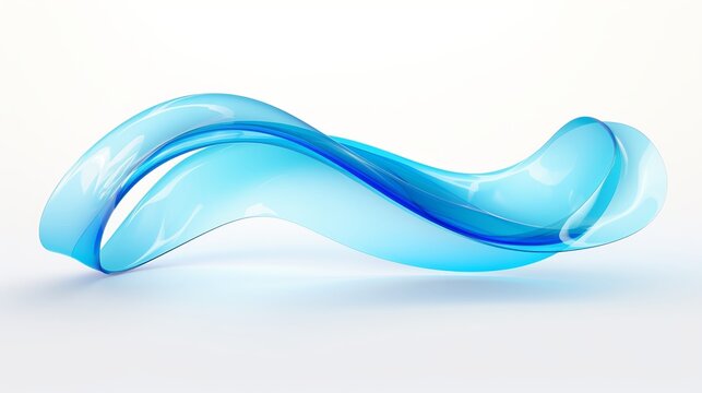 Transparent glossy glass ribbon. Curved wave in motion.
