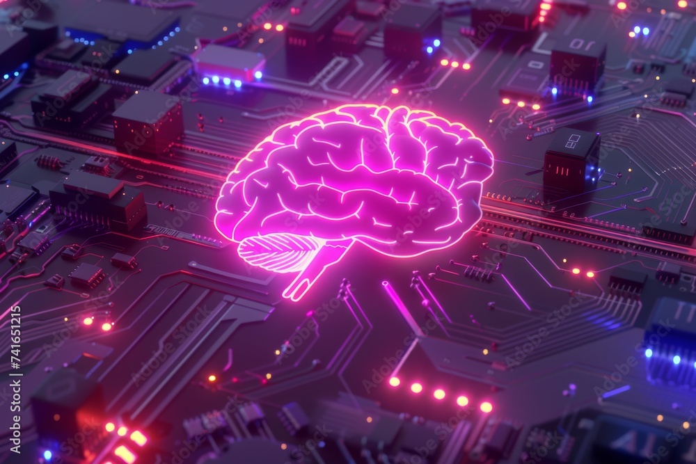 Aufkleber ai brain chip mental fitness. artificial intelligence knowledge representation mind brainwave driven