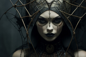 Generative AI portrait of fantasy female personage halloween humanoid character