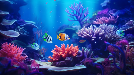 Obraz na płótnie Canvas Colorful tropical coral reef with various marine species