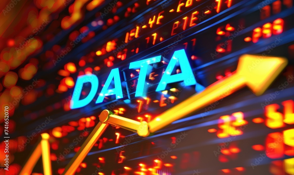 Poster digital stock chart background with word data