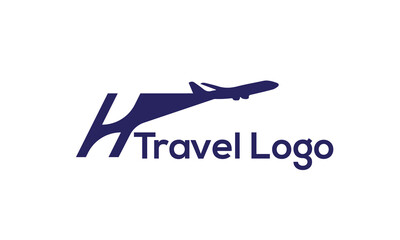 Letter H with Airplane Logo Design. Suitable for Tour and Travel, Start up, Logistic, Business Logo Template