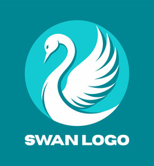 Obraz premium creative swan logo design template