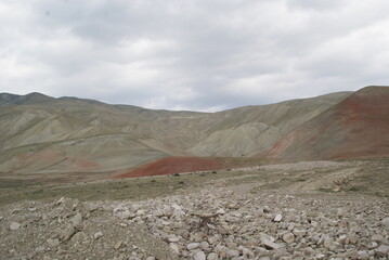 Slate colored mountains called Agate mountains near the village of Khizi in northern Azerbaijan