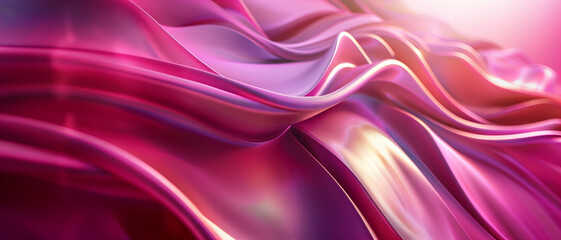 Fototapeta premium Abstract magenta wavy and curvy tones background business banner. 3D modern soft design concept.