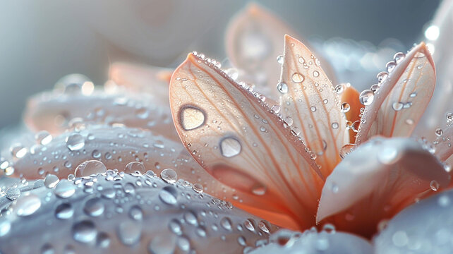 Crystal-clear dewdrops adorning gossamer petals, nature's delicate jewels. on transparent background.  