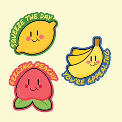 Cute Cartoon Fruit character Vector Art. Simple and fun design for kids