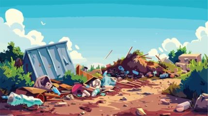 Gordijnen Trash dump vector illustration isolated cartoon  © Mishi