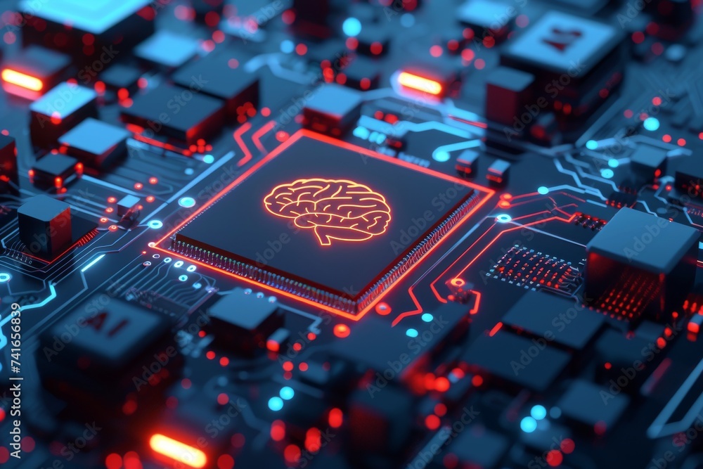Aufkleber ai brain chip op amps. artificial intelligence mental capacity human interventional ct mind circuit 