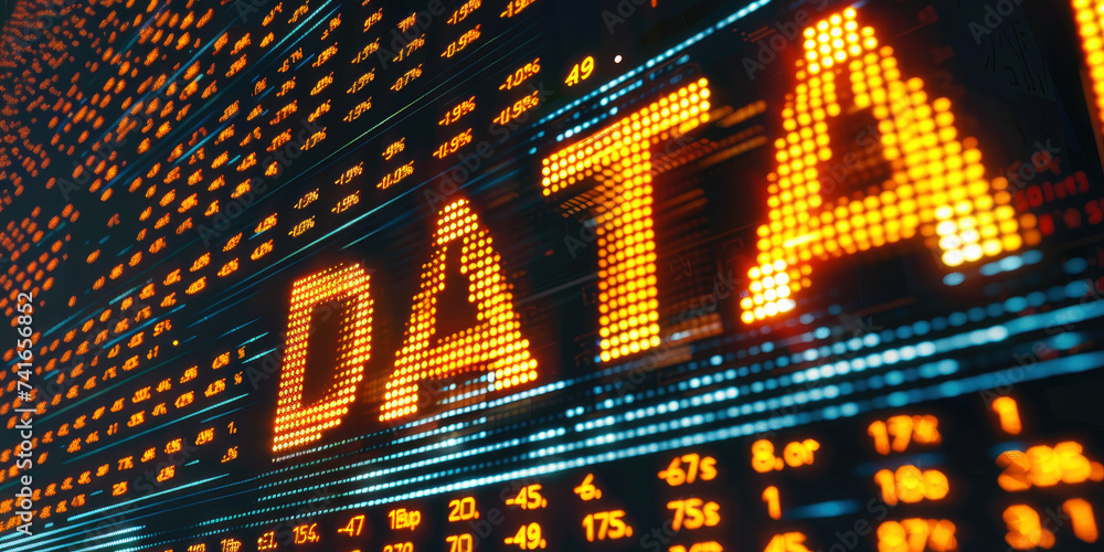 Poster digital stock chart background with word data