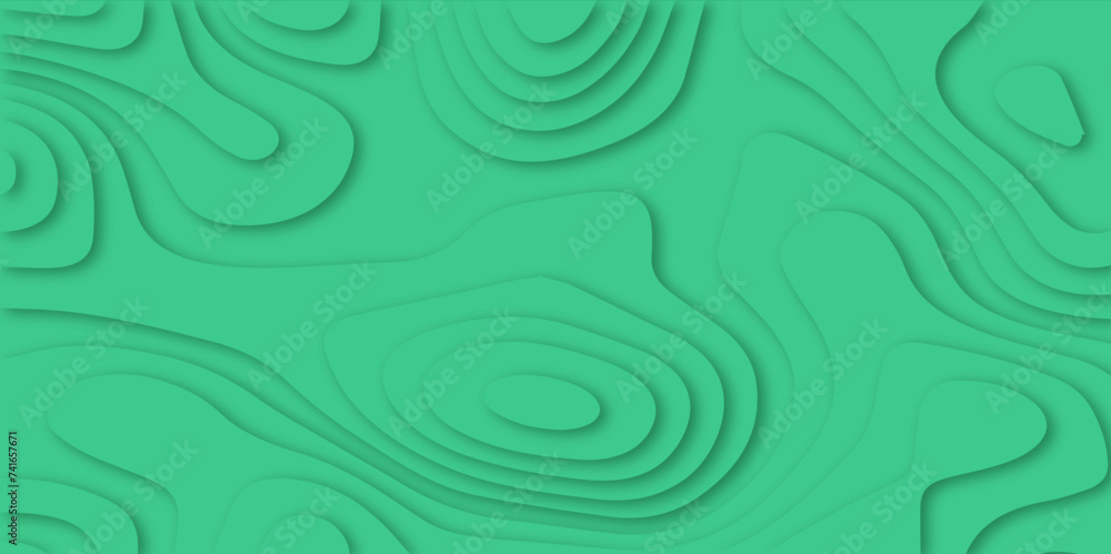 Poster abstract paper carve template. abstract green color 3d papercut topography relief vector background 