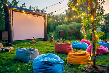 empty outdoor theater with bean bags
