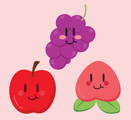 Cute Cartoon Fruit character Vector Art. Simple and fun design for kids