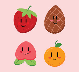 Cute Cartoon Fruit character Vector Art. Simple and fun design for kids