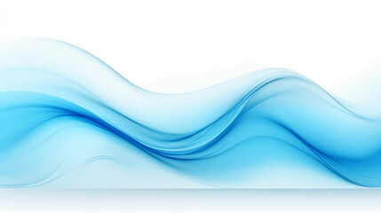 Fototapeta premium Néon effet flou, fumée, vague en mouvement, bleu électrique et clair sur fond blanc. Pour conception et création graphique, bannière 