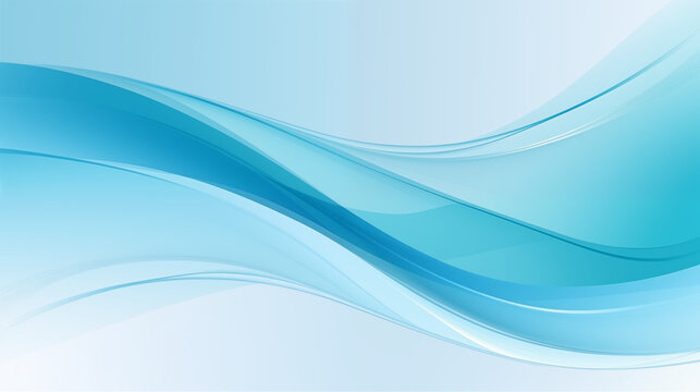 Néon effet flou, fumée, vague en mouvement, bleu électrique et clair sur fond blanc. Pour conception et création graphique, bannière © FlyStun