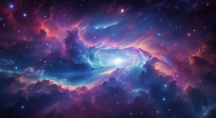Colorful space galaxy cloud nebula - obrazy, fototapety, plakaty