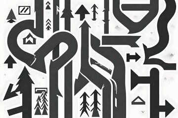 Trafic way icon isolated Road arrow Stencil vector stock illustration EPS 10