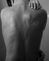 Close-up of a young woman's neck. Sensual woman. Model. 