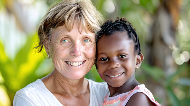 Western woman with her African adopted daughter