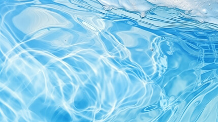 Fototapeta premium Vue de dessus de l'eau, d'une piscine ou de la mer. Eau en mouvement avec reflet. Nature. Pour conception et création graphique.